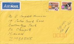 Australia Cover Zimbabwe - 1998 - Threatened Species Saltwater Crocodile Butterfly - Lettres & Documents