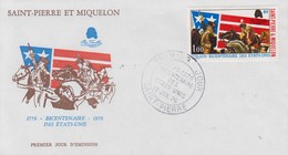 Enveloppe  FDC  1er  Jour  SAINT  PIERRE  ET  MIQUELON    Bicentenaire  Des   ETATS  UNIS   1976 - FDC