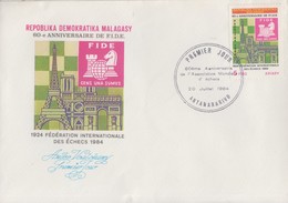 Enveloppe  FDC  1er  Jour   MADAGASCAR   60éme  Anniversaire  Fédération  Internationale  Des  ECHECS  1984 - Echecs