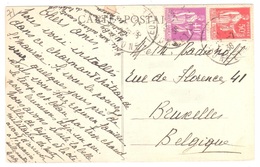 Carte Postale Étranger 40c 50c Paix Yv 281 293 Dest Bruxelles Belgique Ob 1936 - Brieven En Documenten