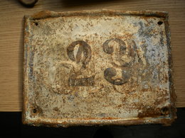 Old Tin Plate House Number, Before WW 2 15x20 Cm - Tin