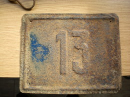 Old Tin Plate House Number, Before WW 2 16.5x20 Cm - Stagno