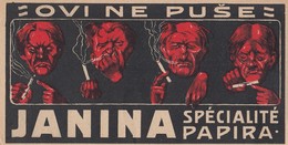 Vintage Label Etiquette JANINA Cigarette Paper Cca.1920 - Advertising Items