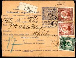 YUGOSLAVIA 1921 Parcel Card With Definitive Franking - Brieven En Documenten