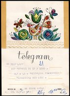 POLAND 1967 TELEGRAM COUNTRY SCENE STYLISED BIRD INSECTS FLOWERS USED LX 7 TÉLÉGRAMME TELEGRAMM TELEGRAMA TELEGRAMMA - Pauwen