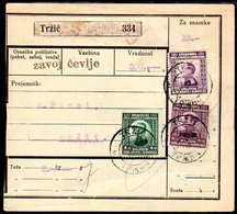 YUGOSLAVIA 1925 Parcel Card With Definitive Franking And 5 D. On 8D. Surcharge - Briefe U. Dokumente