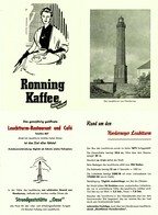 NORDERNEY 1955 AK-ähnl. Doppelkarte Der Strandgaststätte Oase Mit " Leuchtturm Und Ronning Kaffee Reklame " - Norderney