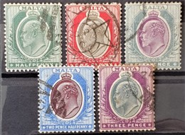 MALTA 1903/04 - Canceled - Sc# 21, 22, 23, 24, 25 - Malta (...-1964)