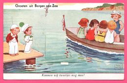 Cp Système 10 Vues JOHN WILLS - Leporello - Groeten Uit Bergen Aan Zee - Kunnen Wij Tweetjes Nog Mee - 1952 - Multivues - Wills, John