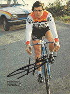 CARTE CYCLISME BERNARD HINAULT SIGNEE TEAM GITANE 1977 - Cycling