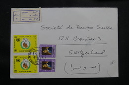 JORDANIE - Enveloppe En Recommandé Pour La Suisse En 1986, Affranchissement Plaisant - L 55834 - Jordan