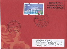 MACAU 2005 LUNAR NEW YEAR OF THE COCK GREETING CARD & POSTAGE PAID COVER 1ST DAY USAGE TO GERMANY - Ganzsachen