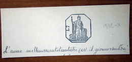 1932  ITALIA Regno Lire 7  Frammento Carta Bollata  1932-X - Cachets Généralité