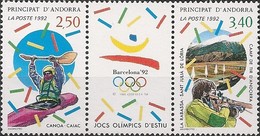 FRENCH ANDORRA - STRIP OF THREE (TWO STAMPS + 1 LABEL) BARCELONA'92 SUMMER OLYMPIC GAMES 1992 - MNH - Summer 1992: Barcelona