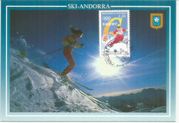 ANDORRE.  Le Ski En Andorre. Une Carte-maximum - Maximumkarten (MC)