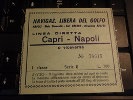 Ancien Titre De Transport : Navigazione. Libera Del Golfo Linea Diretta Capri-Napoli - Europa