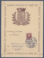 = Journée Nationale Du Timbre 1943 Carte Lettre Dijon 10 Octobre N°517 Type Pétain De Bersier 1f50 Brun-rouge - Giornata Del Francobollo