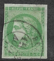 France N° 42Ba Vert Foncé  Oblitéré B/TB  Cachet à Date Type 17   ...  - 1870 Emission De Bordeaux