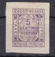 Diego-Suarez 1891 Timbre Taxe Yvert#1 Unused - Usati