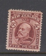New Zealand SG 391a 1909 King Edward VII Five Pence Red Brown,brown Gum,mint Hinged - Nuevos