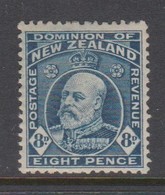 New Zealand SG 393 1909 King Edward VII Eight Pence Indigo Blue,brown Gum,mint Hinged - Ungebraucht