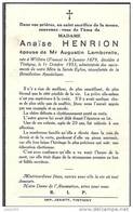 TINTIGNY ..-- Mme Anaîse HENRION , épouse De Mr Augustin LAMBORELLE , Née En 1879 à WILLIERE , Décédée En 1953 . . - Tintigny