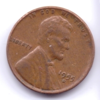 U.S.A. 1955 D: 1 Cent, KM 132 - 1909-1958: Lincoln, Wheat Ears Reverse