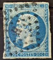 FRANCE 1854 - Canceled - YT 14Ad Bleu Sur Vert - 20c - 1853-1860 Napoleon III