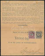 1888 35kr Díjjegyes Zárt Táviratlap Előlapi Sztereo 15kr (vésésjavítással) Díjkiegészítéssel Ipolyságra Küldve. Ritka Kü - Autres & Non Classés