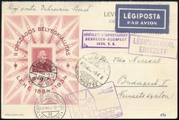 1934 LEHE Blokk Alkalmi Légi Levelezőlapon - Autres & Non Classés