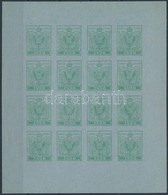 (*) 1850 évi Bélyeg 1890-es Zöld Színű Utánnyomata 16-os Kisívben, Kék Papíron - Sonstige & Ohne Zuordnung