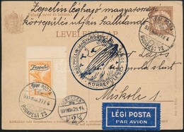 1931 Zeppelin Magyarországi Körrepülés Levelezőlap Zeppelin 1P Bérmentesítéssel, Debreceni Ledobással - Sonstige & Ohne Zuordnung