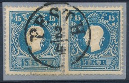 1858 15kr Pár, Az Egyik Bélyeg Lemezhibás "PESTH" - Sonstige & Ohne Zuordnung