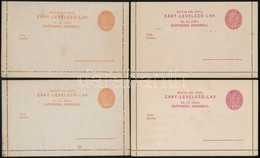 1886 4 Db Használatlan 5kr Díjjegyes Zárt Levelezőlap, Kétnyelvű, Szürke Papíron, 2 Db Kármin - 2 Db Téglavörös (6.600) - Sonstige & Ohne Zuordnung