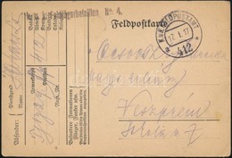 1917 Tábori Posta Levelezőlap "K.u.k. Feldjägerbataillon Nr.4." + "FP 412 A" - Sonstige & Ohne Zuordnung