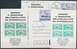 ** 1998 Szegedi II. Országos Bélyegkiállítás 80. évfordulója Emlékív + Levelezőlapon + Levelezőlapon Felülnyomott Változ - Autres & Non Classés