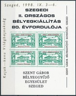 ** 1998 Szegedi II. Országos Bélyegkiállítás 80. évfordulójára Emlékív Arany Kajak-kenu Világbajnokság Felülnyomással - Autres & Non Classés