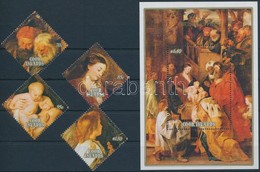 ** 1989 Karácsony, Rubens Festmények Sor + Blokk, Christmas, Rubens Paintings Set + Block Mi 1286-1289 + Mi 193 - Autres & Non Classés