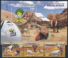 ** 2010 Labdarúgó-világbajnokság, Dél-Afrika Hármascsík + Vágott Blokk, Football World Cup, South Africa Stripe Of 3 + I - Autres & Non Classés