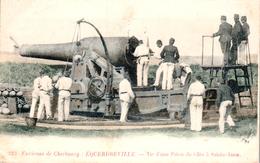Carte 1907 EQUERDREVILLE / TIR D'UNE PIECE DE COTE A SAINTE ANNE (matériel Militaire) - Equeurdreville