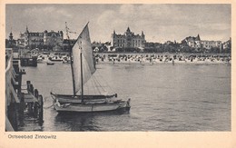 ZINNOWITZ Usedom 1941 Privatkarte Von  " Schwabes Hotel, Strand Brücke Mit Fischerboot " - Zinnowitz