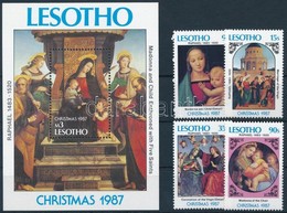 ** 1987 Karácsony Sor + Blokk, Christmas Set + Block Mi 671-674 + Mi 47 - Sonstige & Ohne Zuordnung