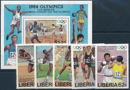 ** 1984 Nyári Olimpia, Los Angeles Sor + Blokk, Summer Olympics, Los Angeles Set + Block Mi 1305-1309 + Mi 108 - Autres & Non Classés