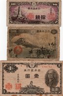 JAPAN-GIAPPONE 10 SEN,50 SEN,1 YEN 1944,46 P-53,58,85 CIRCOLATED - Giappone