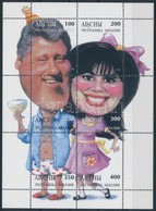 ** Abházia 1998 Bill Clinton és Monica Lewinsky Karikatúra Kisív - Sonstige & Ohne Zuordnung