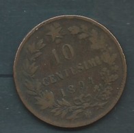 Italie -  10 Centesimi 1894 BI  -    Pieb22910 - 1878-1900 : Umberto I
