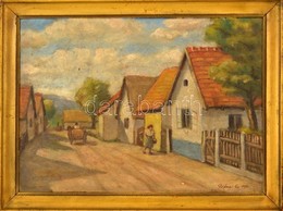 Prónai Jelzéssel: Utcarészlet. Olaj, Karton, Keretben, 30×42 Cm - Sonstige & Ohne Zuordnung