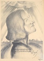 Ruzicskay György (1896-1993): Liszt: Apotheosis Algrafia, Papír, Ceruzával Jelzett, 34×24 Cm Üvegezett Keretben - Sonstige & Ohne Zuordnung