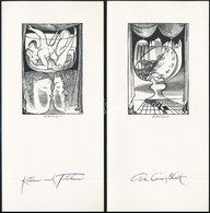 Wolfgang Würfel (1932-): Üdvözlő Lapok (4 Db). Fametszet, Papír, Jelzett, 8,5×6 Cm (4×) - Sonstige & Ohne Zuordnung