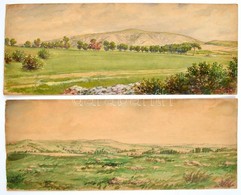 Wernecke Jelzéssel 2db: Dombos Táj. Akvarell, Papír, Egyik Datált (1927) Mindkettő Mérete 19,5×49,5 Cm - Sonstige & Ohne Zuordnung